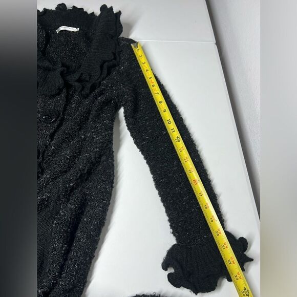 Patrizia Luca Milano Boucle Ruffle Button Down Cardigan Sweater Size M Black - Picture 15 of 16